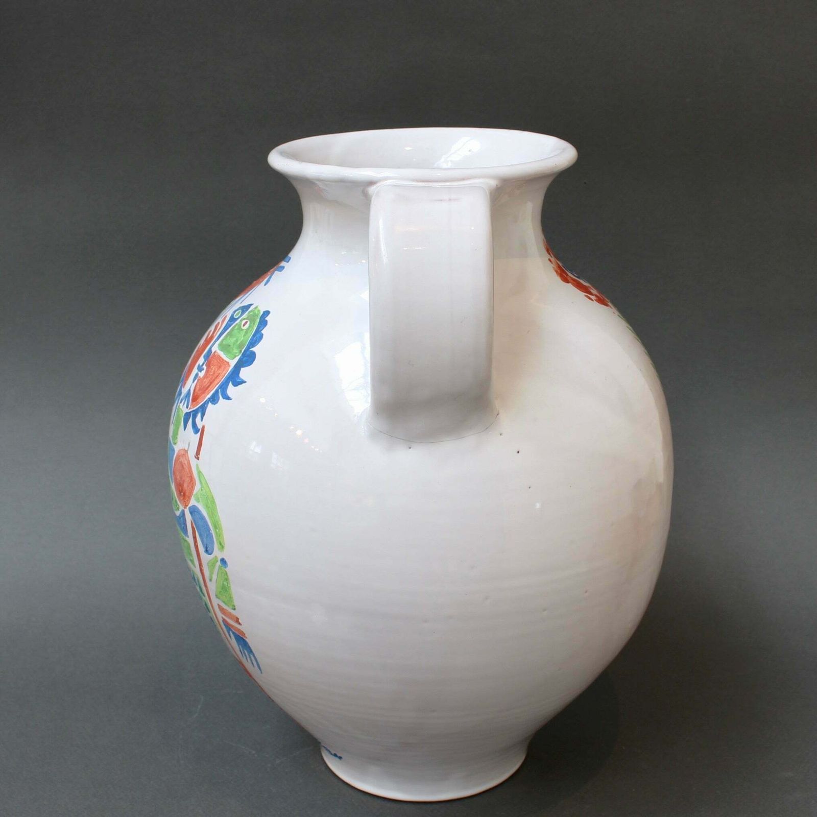 Vintage French Hand Painted Ceramic Vase By Roger Capron (Circa 1960s) photo for sale