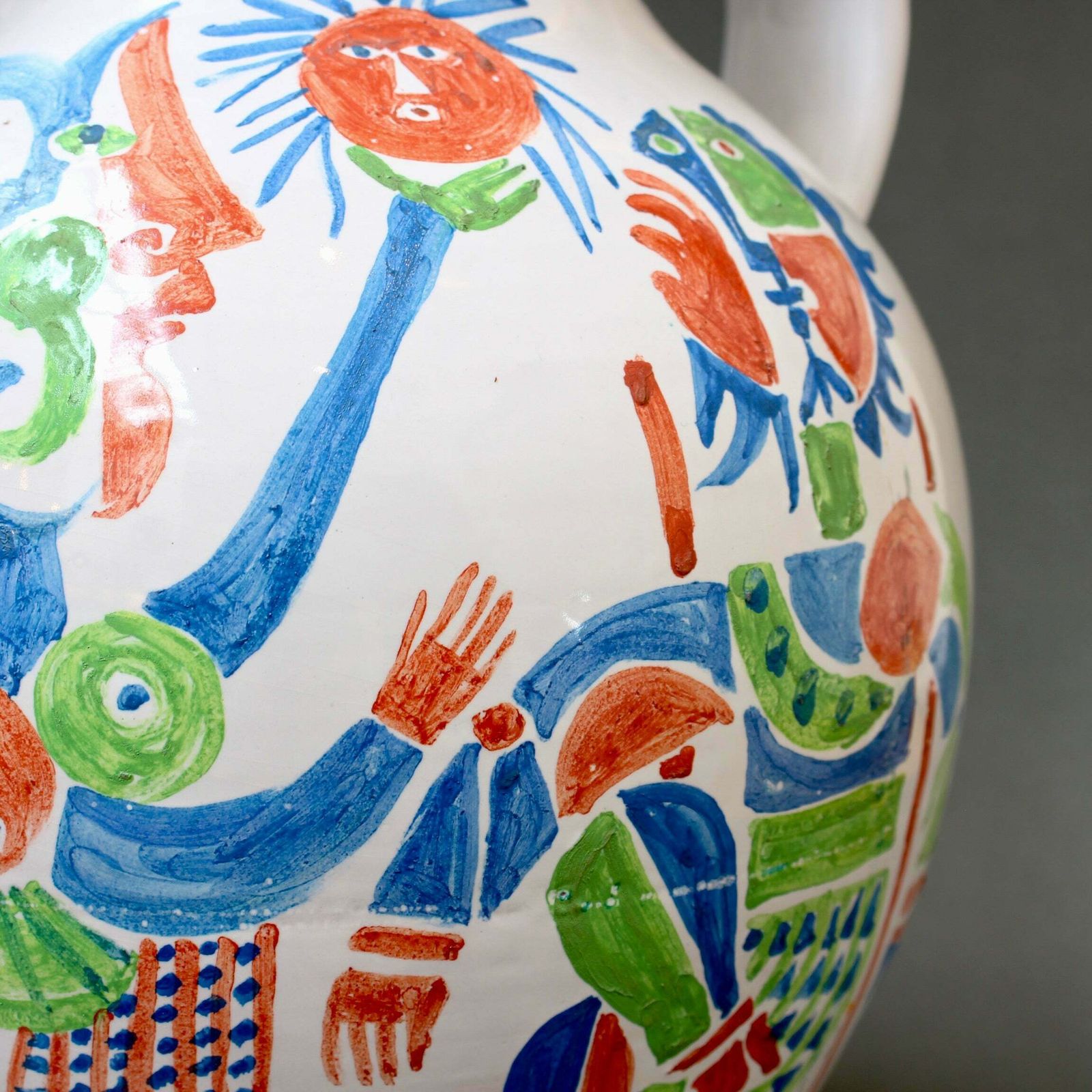 Home Decor Vintage French Hand Painted Ceramic Vase By Roger Capron (Circa 1960s) photo