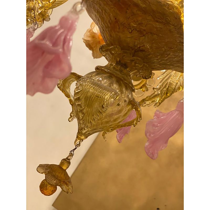 1970s Italian Style Murano Glass Multicolors With Flowers Chandelier photo buy
