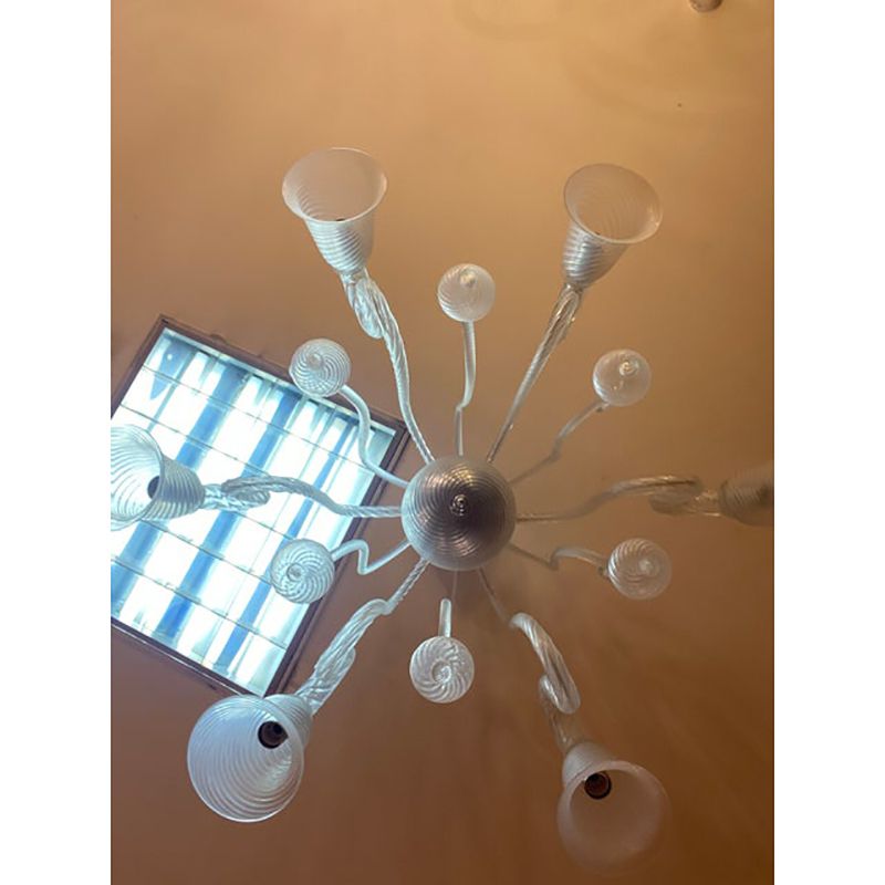 1970s Italian Style Murano Glass In Transparent Chandelier photo for sale