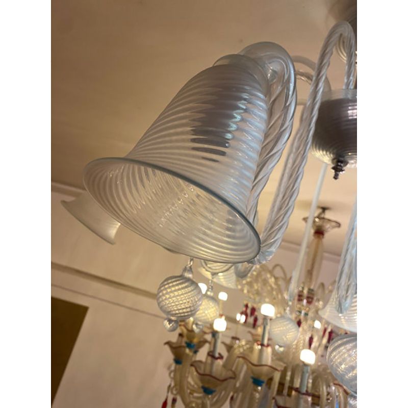 1970s Italian Style Murano Glass In Transparent Chandelier photo Lighting