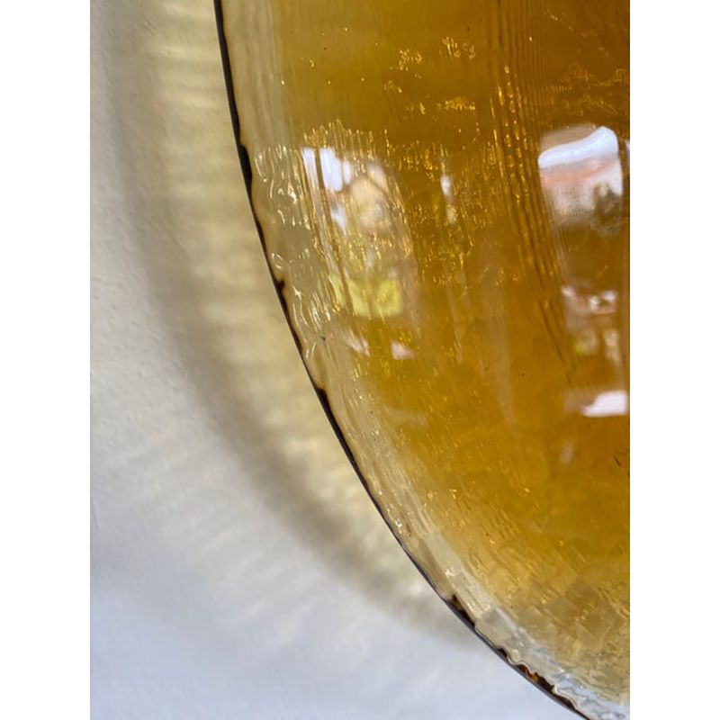 Italian Wall Light In Amber Murano Glass Disc And Brass Metal Frame photo buy
