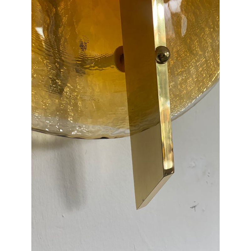 photo furniture Italian Wall Light In Amber Murano Glass Disc And Brass Metal Frame