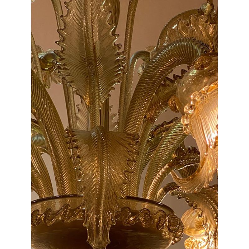 1970s Italian Style Murano Glass Multicolors With Gold Chandelier photo buy