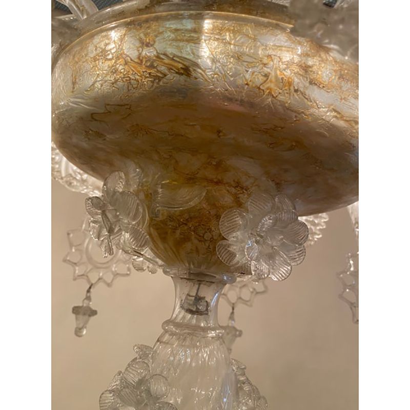 1970s Italian Style Murano Glass Transparent Chandelier photo 24500.0