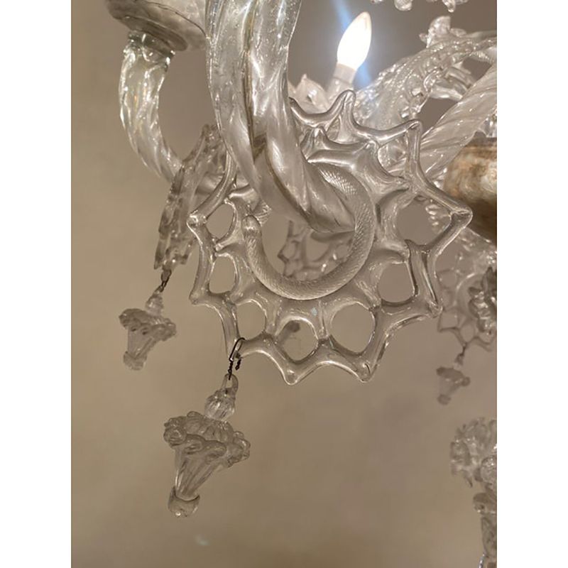 photo furniture 1970s Italian Style Murano Glass Transparent Chandelier