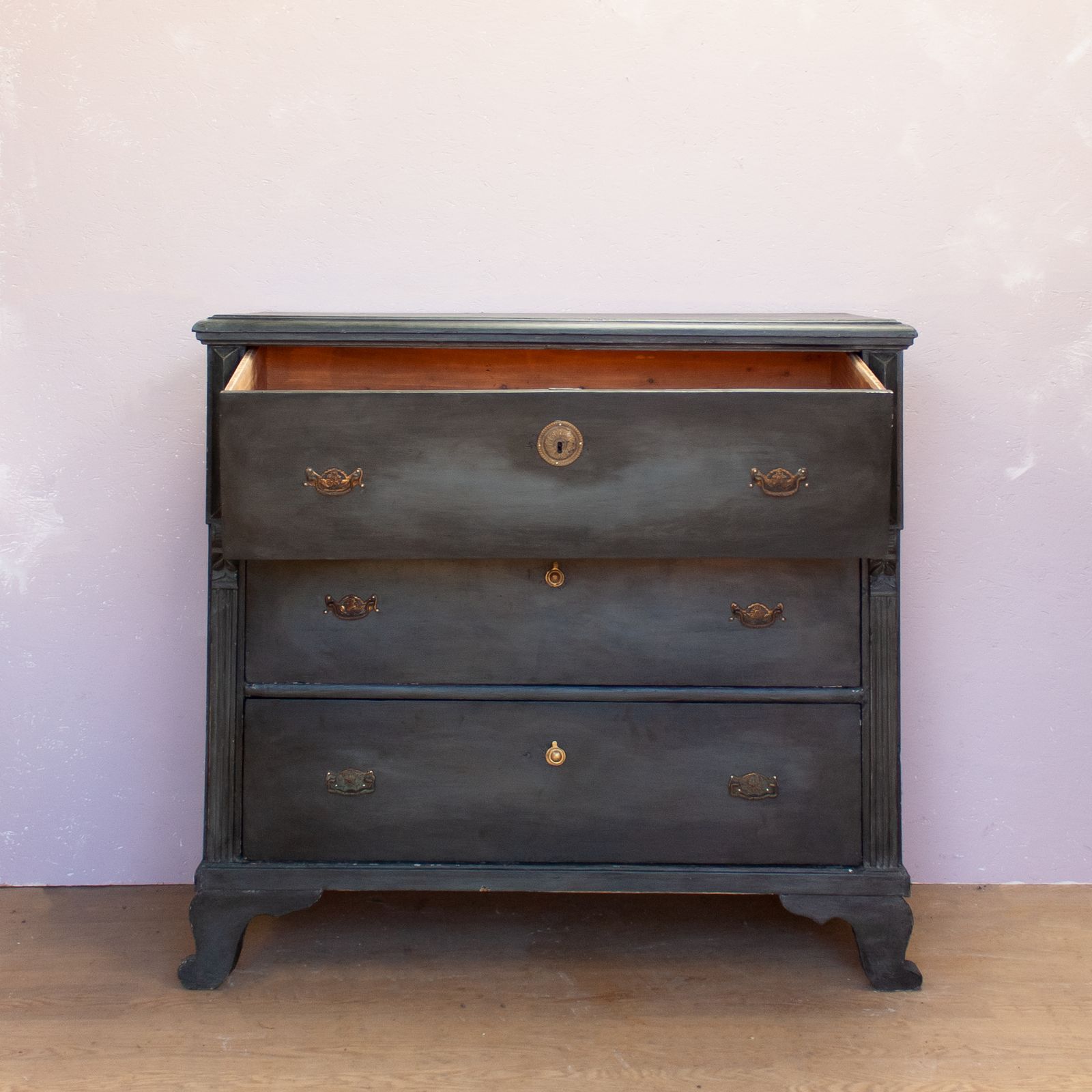Vintage Black Wooden Chest Of Drawers photo Furniture