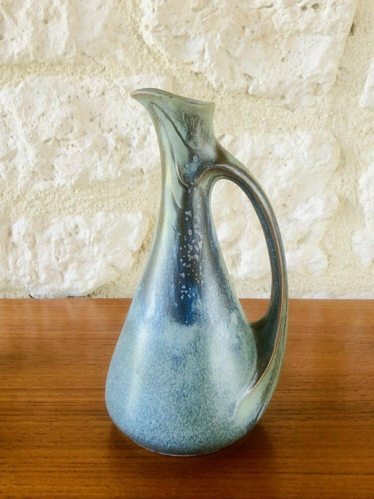 Art Nouveau Flamed Stoneware Liquor Service From Denbac, Set Of 7 photo Home Decor