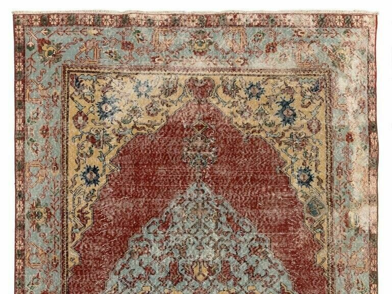 6.2x9 Ft Vintage Medallion Design Turkish Village Rug Made Of Natural Ndyed Wool photo furniture