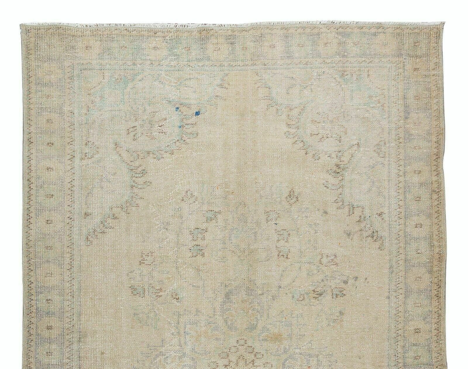 Sun Faded Vintage Handmade Anatolian Oushak Wool Area Rug photo Textiles