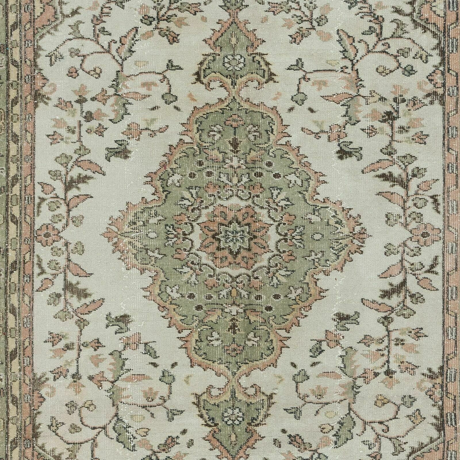 5.8x9 Ft Vintage Handmade Anatolian Oushak Wool Area Rug For Farmhouse Decor photo 855.0