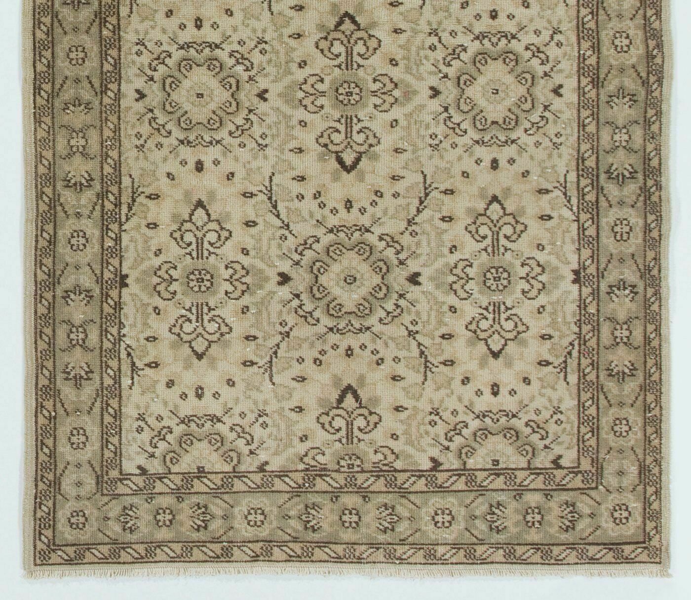 4x7 Ft Mid Century Vintage Handmade Turkish Oushak Rug With Floral Design photo for sale