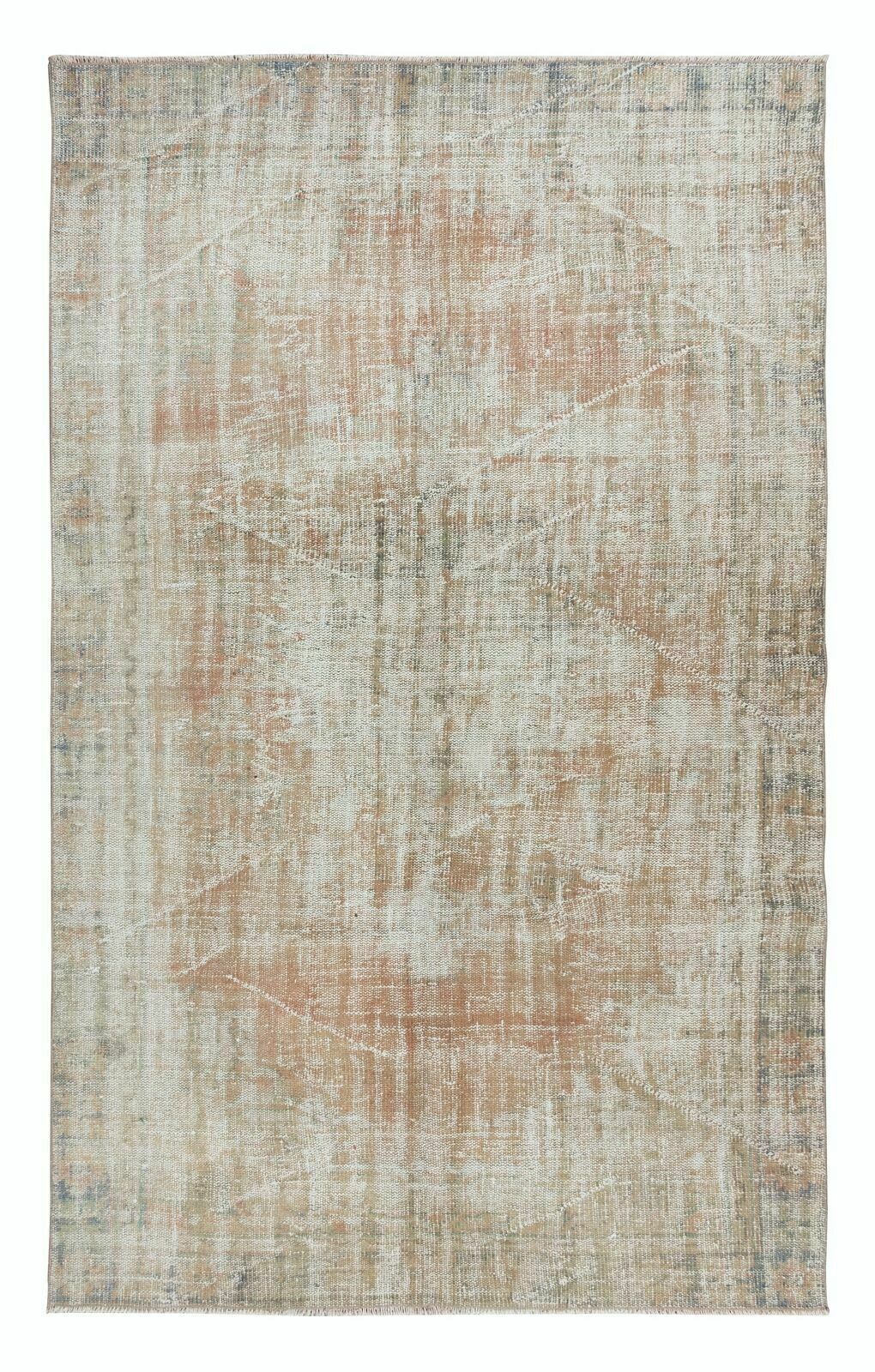 6.4x10 Ft Vintage Sun Faded Turkish Area Rug, Handmade Antique Washed Carpet