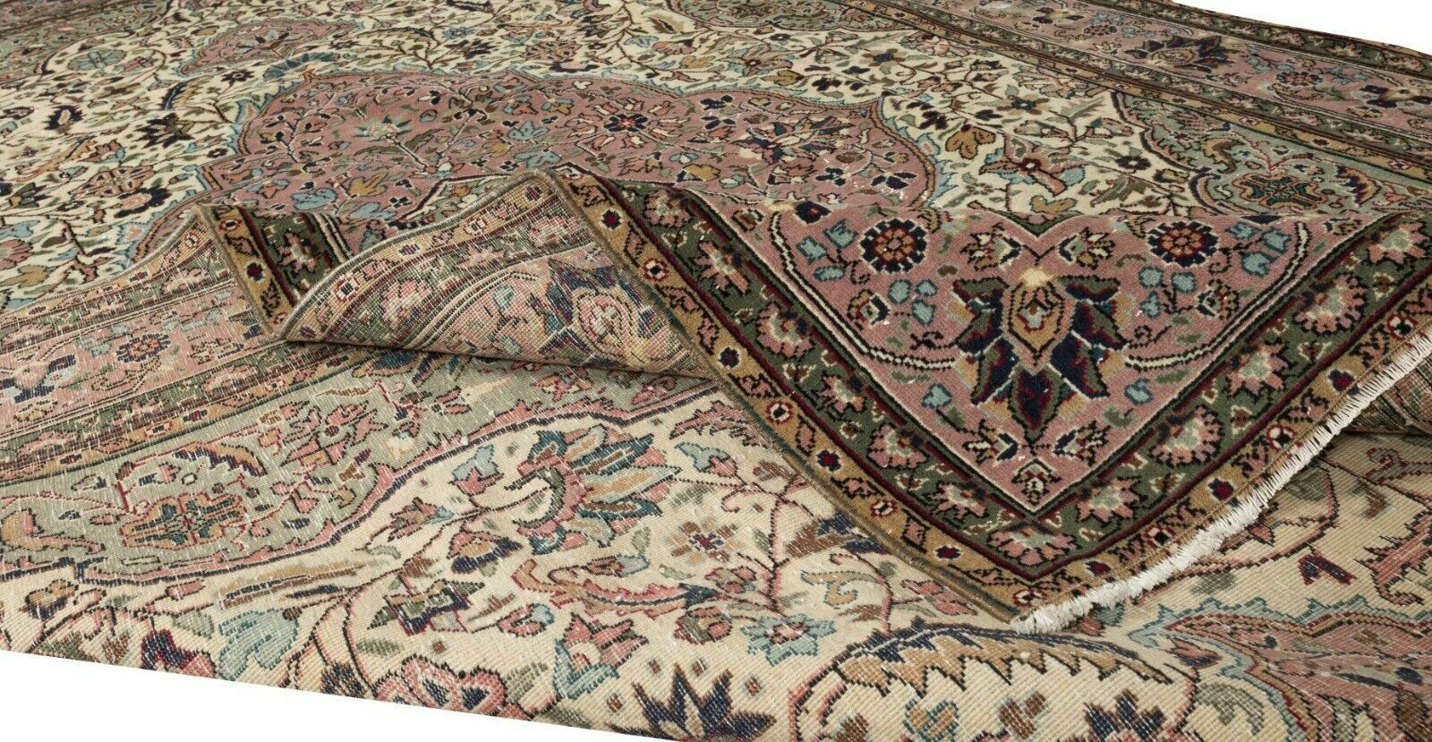 One Of A Pair Handmade Turkish Wool Area Rug, Woolen Floor Covering photo for sale