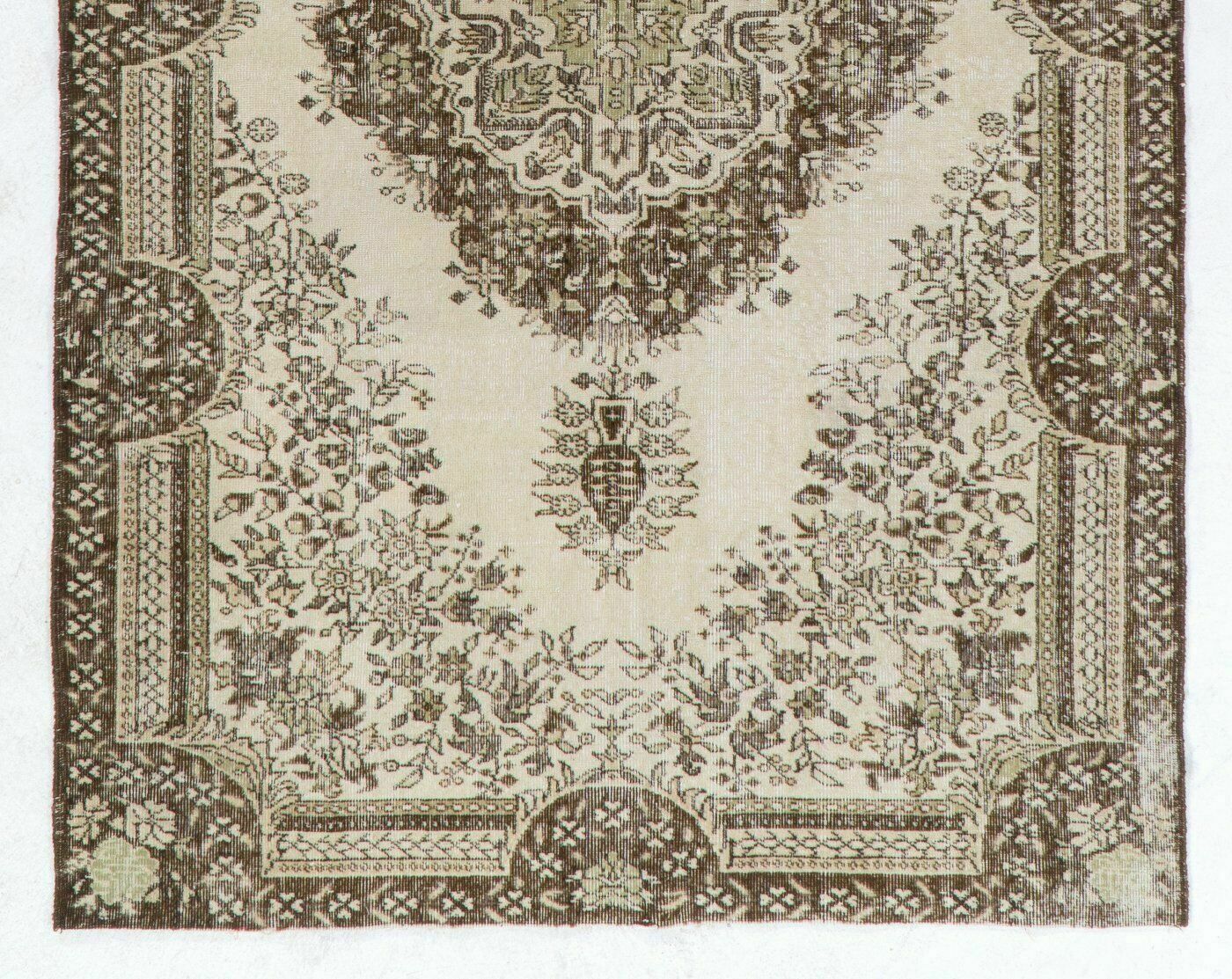 Vintage Antique Washed Sparta Rug In Natural Beige And Brown Wool photo for sale