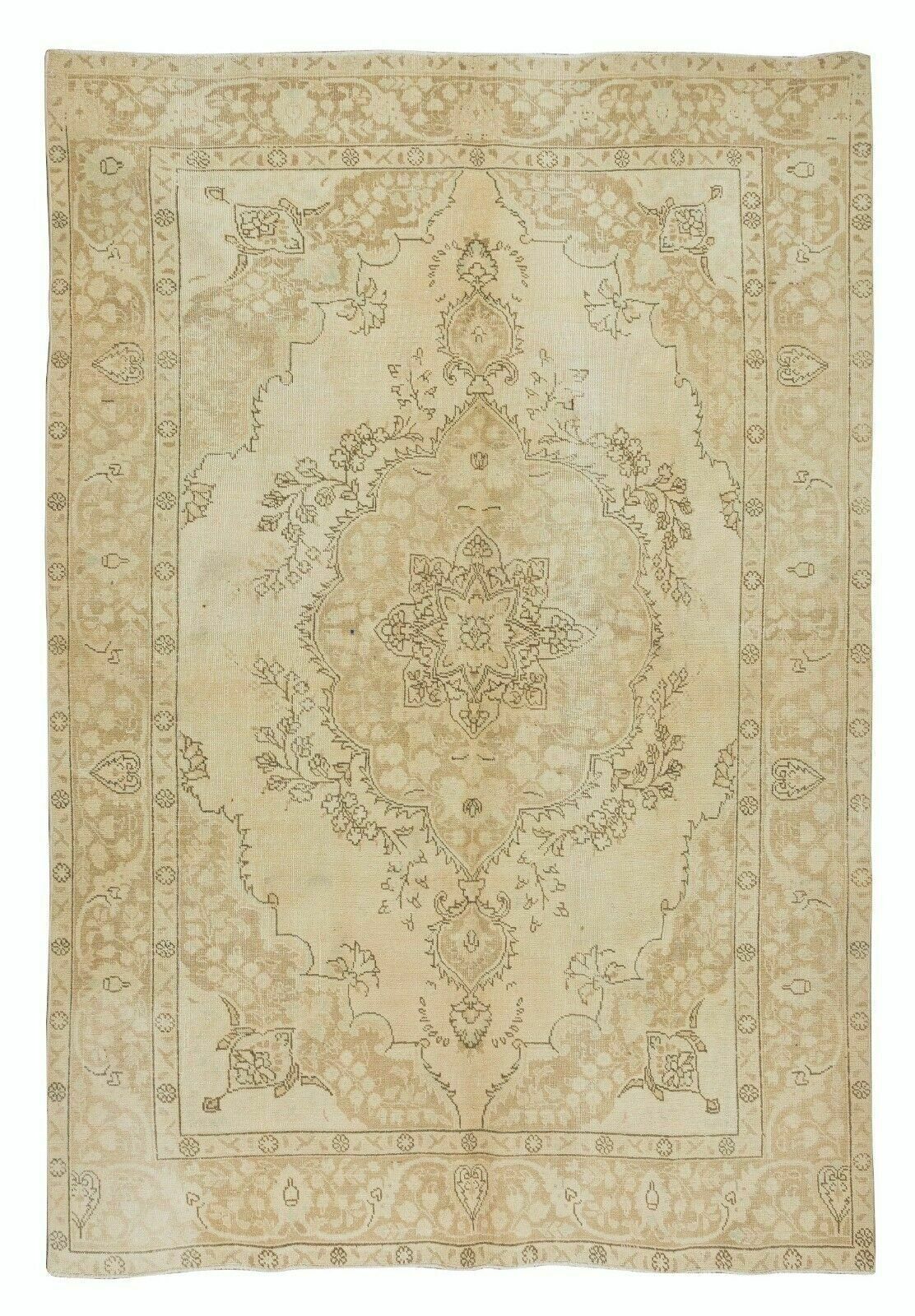 6.5x9.7 Ft Antique Washed Vintage Handmade Oushak Area Rug For Home & Office