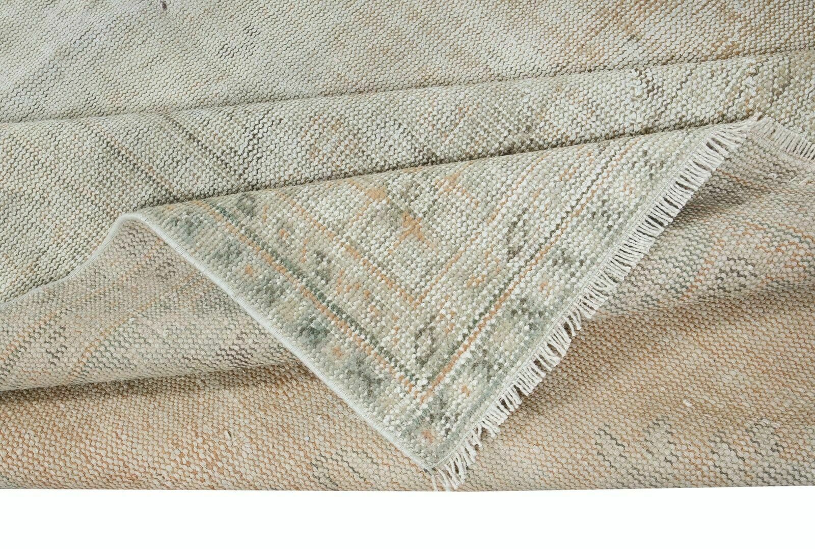 6.7x10.2 Ft Sun Faded Vintage Rug, Handmade Sun Faded Turkish Carpet In Beige photo for sale
