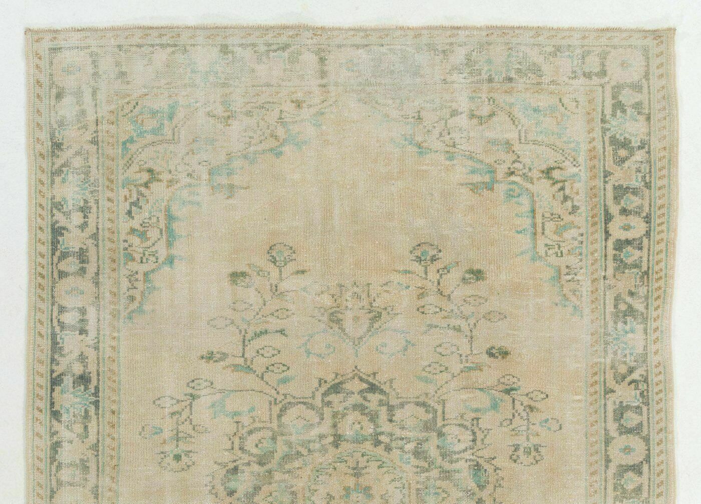 6.2x9 Ft Fine Hand Knotted Area Rug With Medallion Design In Neutral Tones photo furniture