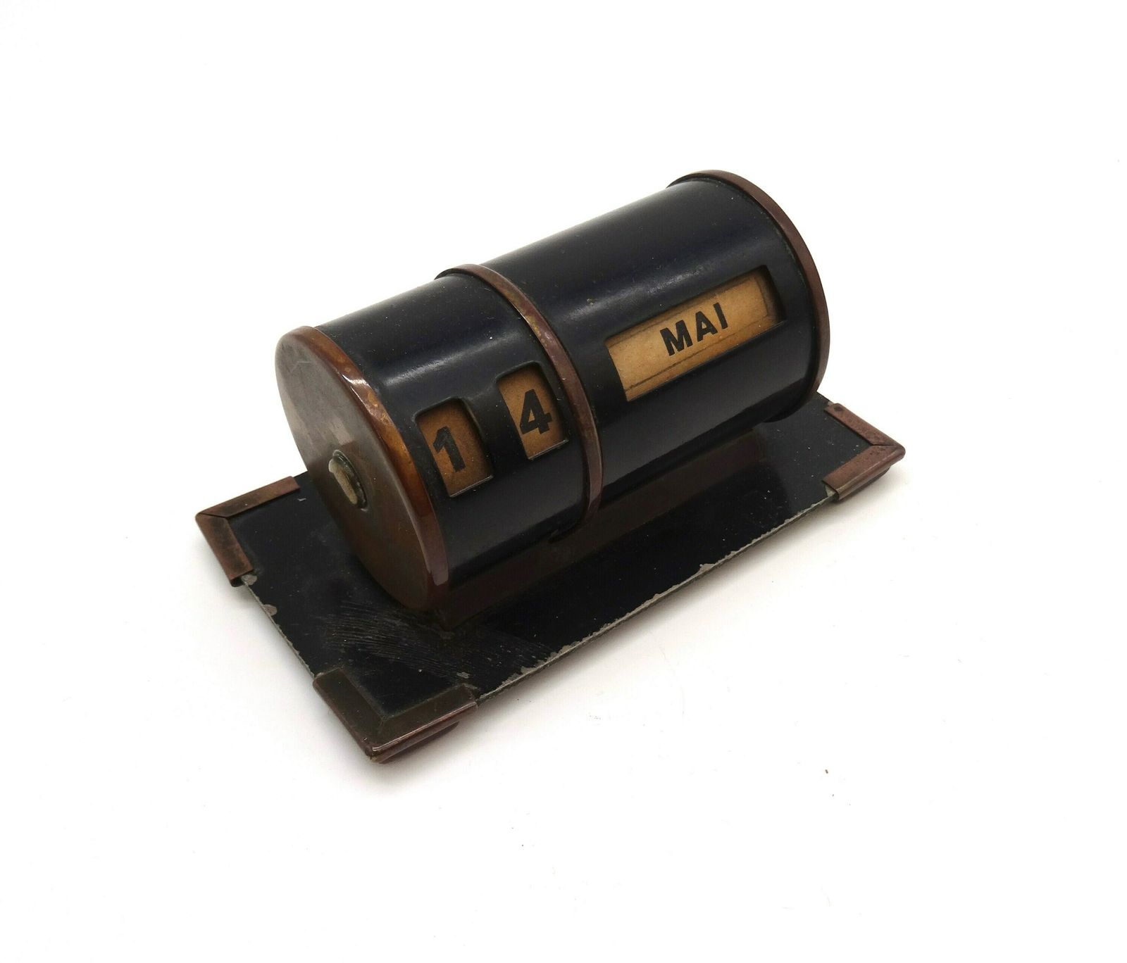 Rare Bauhaus Art Deco Metal Tube Round Perpetual Desk Calendar Germany 1930 photo 378.0