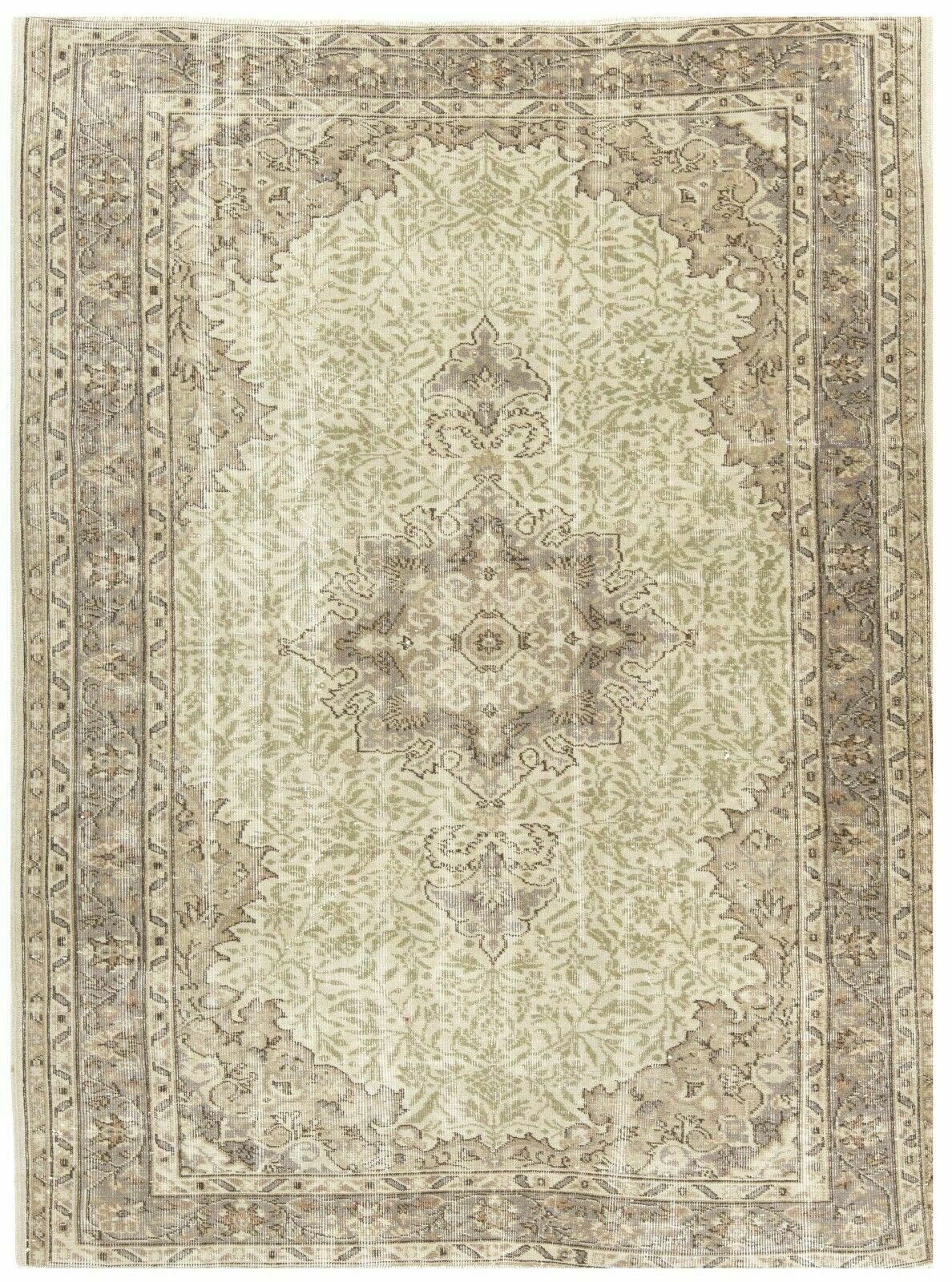 5.6x7.7 Ft Handmade Anatolian Oushak Wool Rug With Medallion Design