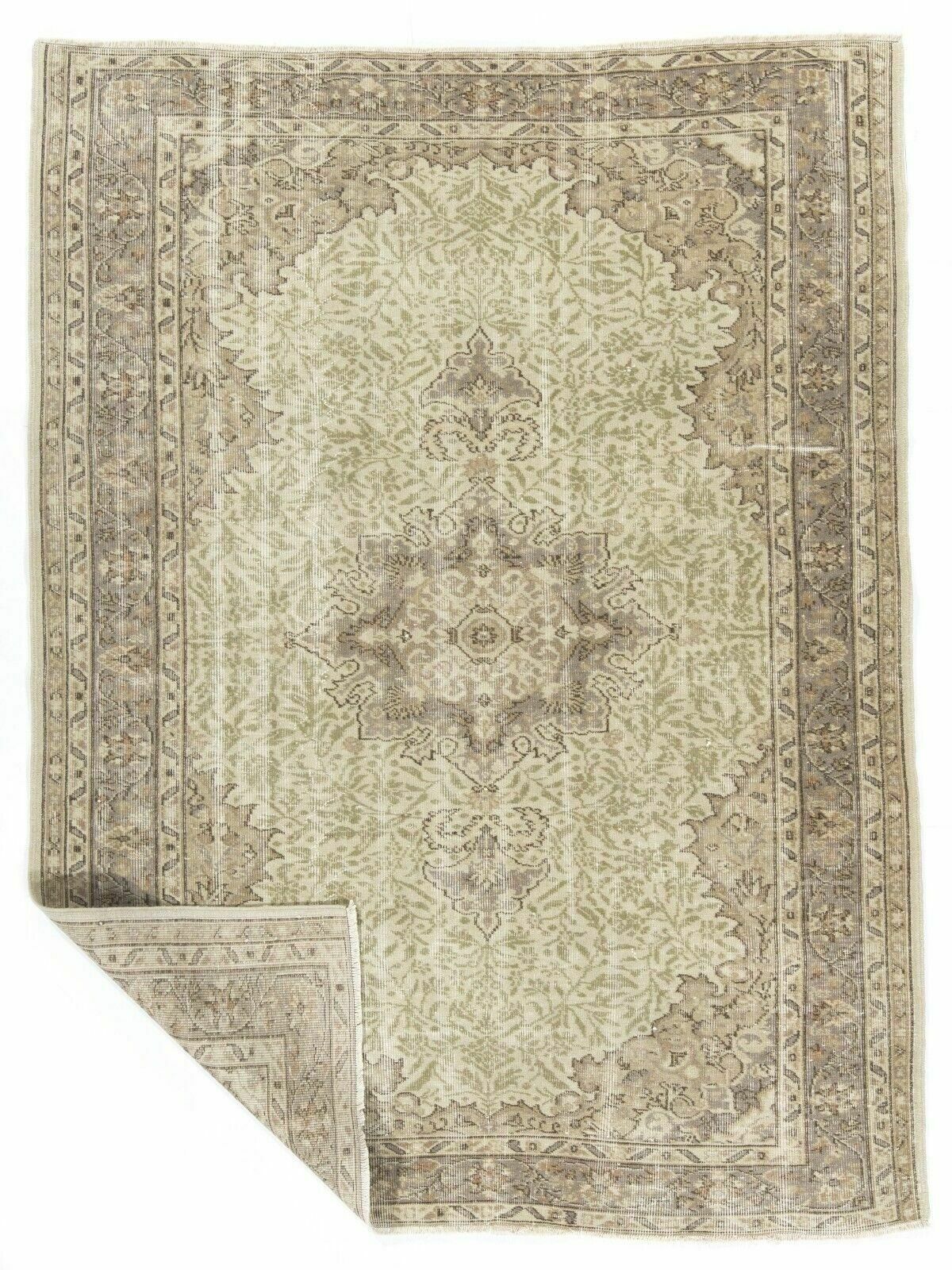 5.6x7.7 Ft Handmade Anatolian Oushak Wool Rug With Medallion Design photo furniture