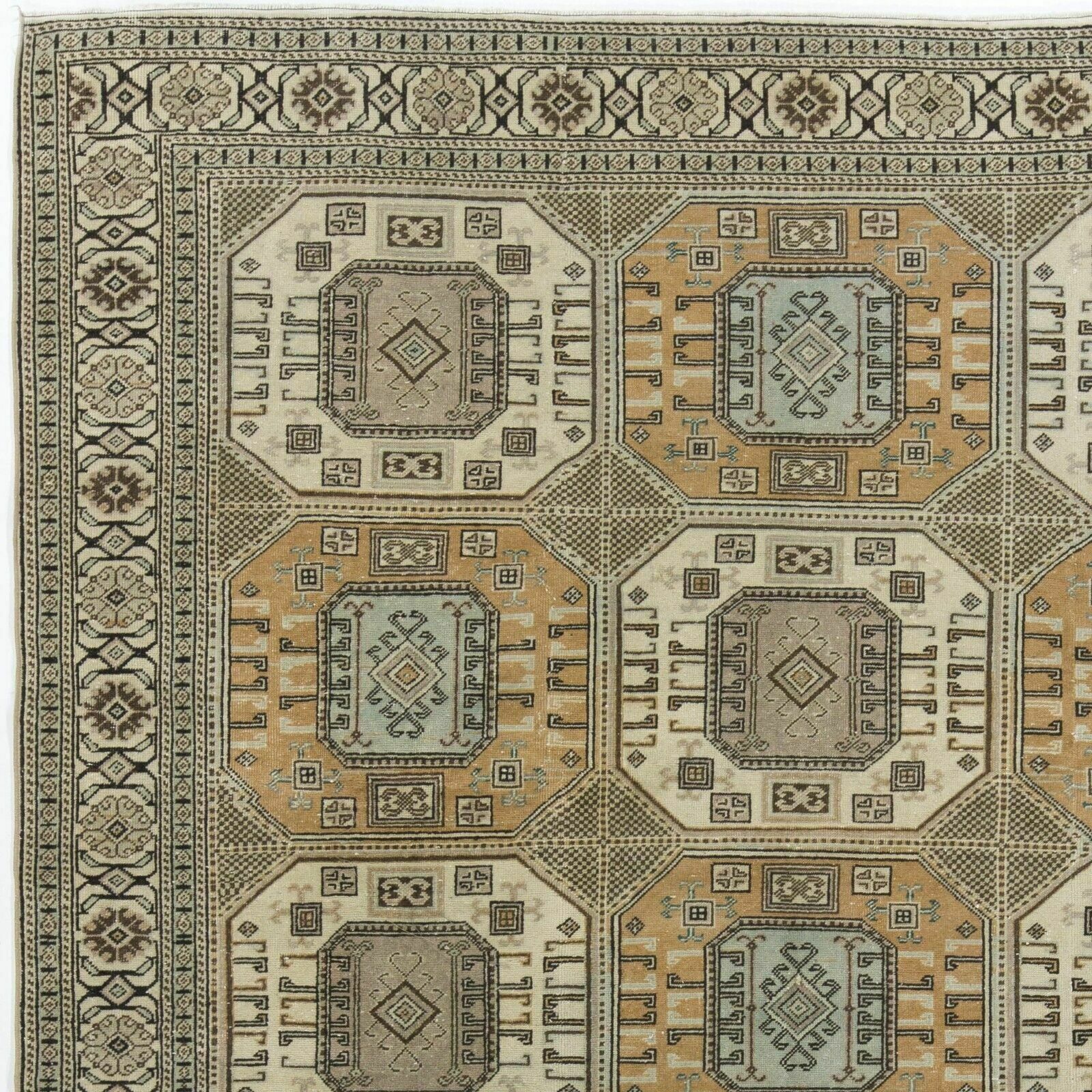 6.3x9.5 Ft Mid Century Turkish Kysari Area Rug, Handmade Wool Carpet photo for sale