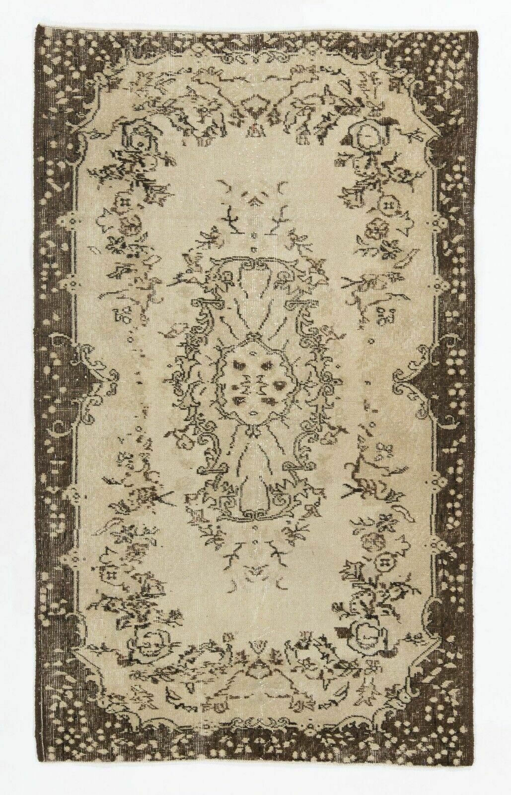 Vintage Hand Knotted Turkish Rug With Floral Medallion Design