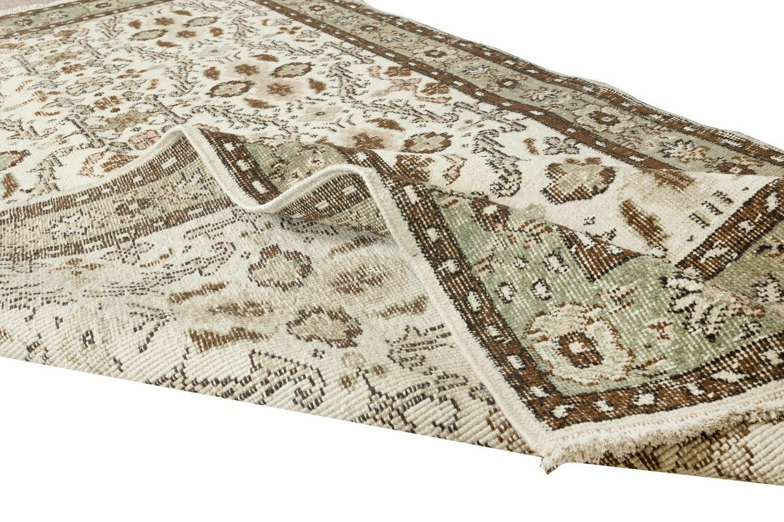 3.9x7 Ft Vintage Handmade Turkish Accent Rug, Floral Patterned Floor Covering photo for sale