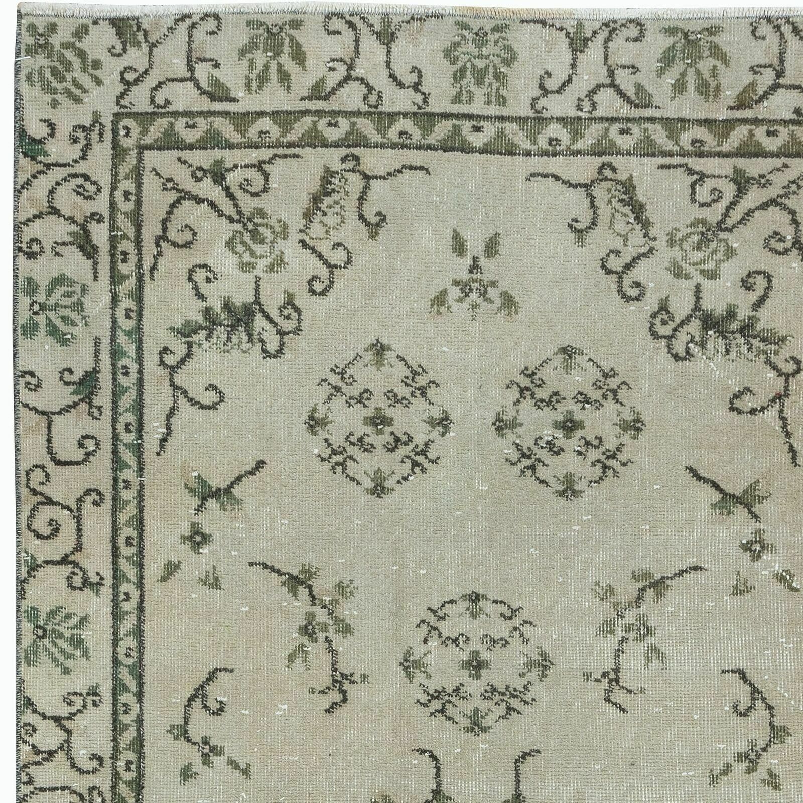 3.8x6.6 Ft Chinese Art Deco Vintage Hand Knotted Rug, Sun Faded Small Carpet photo Textiles