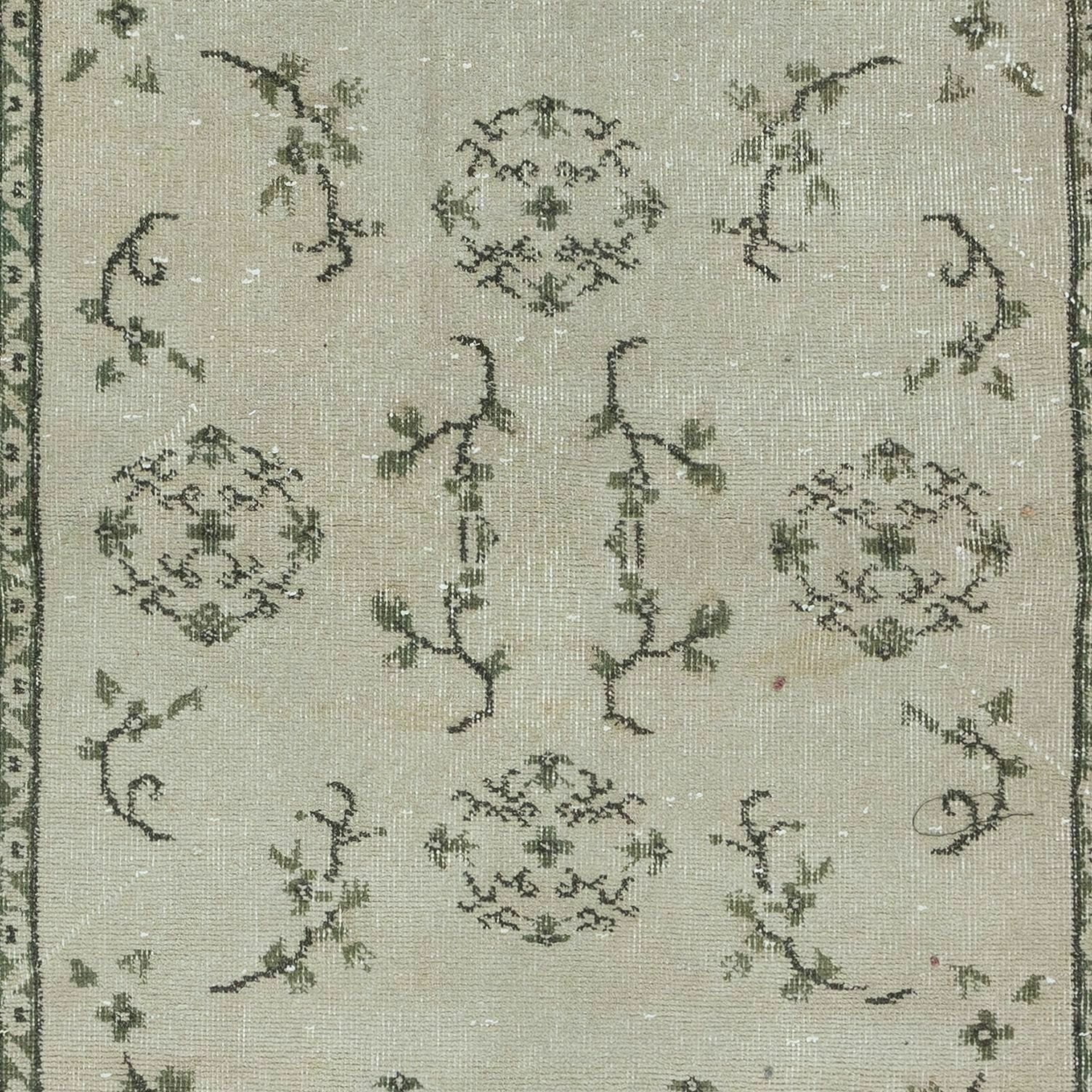 3.8x6.6 Ft Chinese Art Deco Vintage Hand Knotted Rug, Sun Faded Small Carpet photo 341.0
