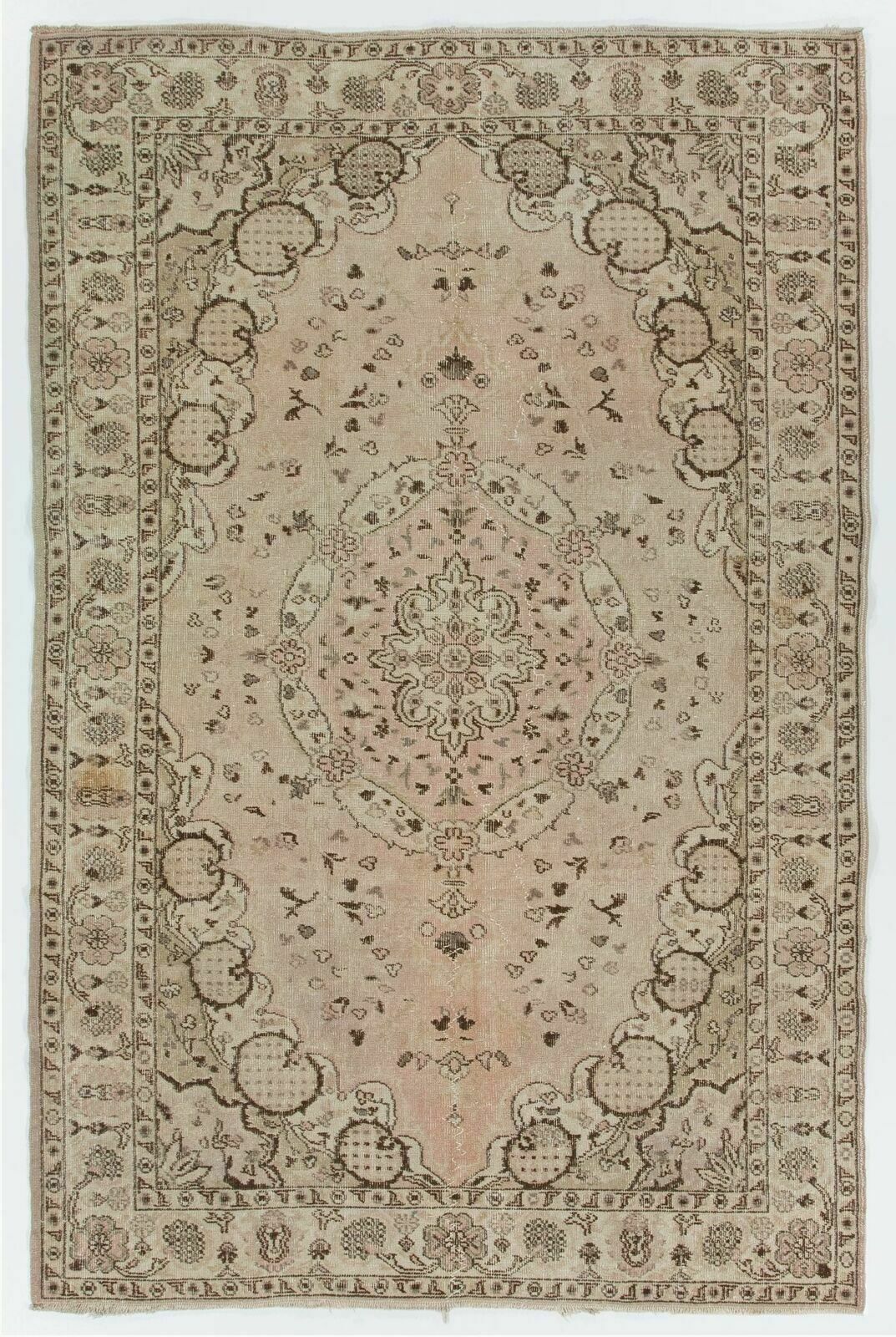 Tapis turc vintage fait main 5,7 x 8,6 ft pour salon. Revêtement de sol en laine