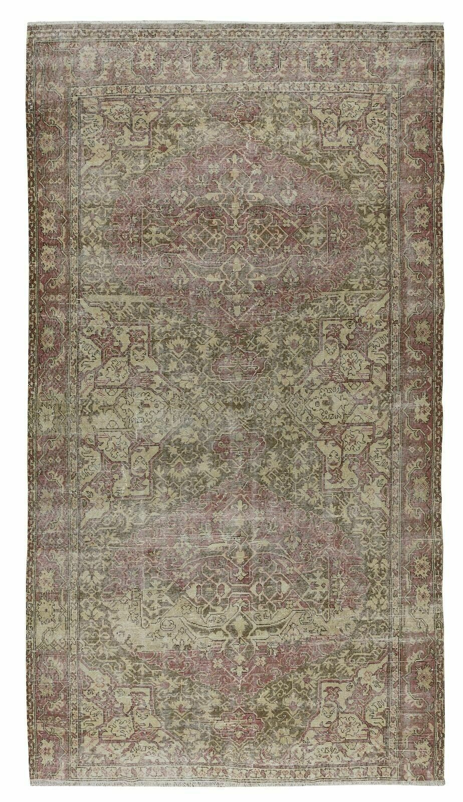 6x10.3 Ft One Of A Kind Vintage Handmade Turkish Area Rug, Wool & Cotton Carpet