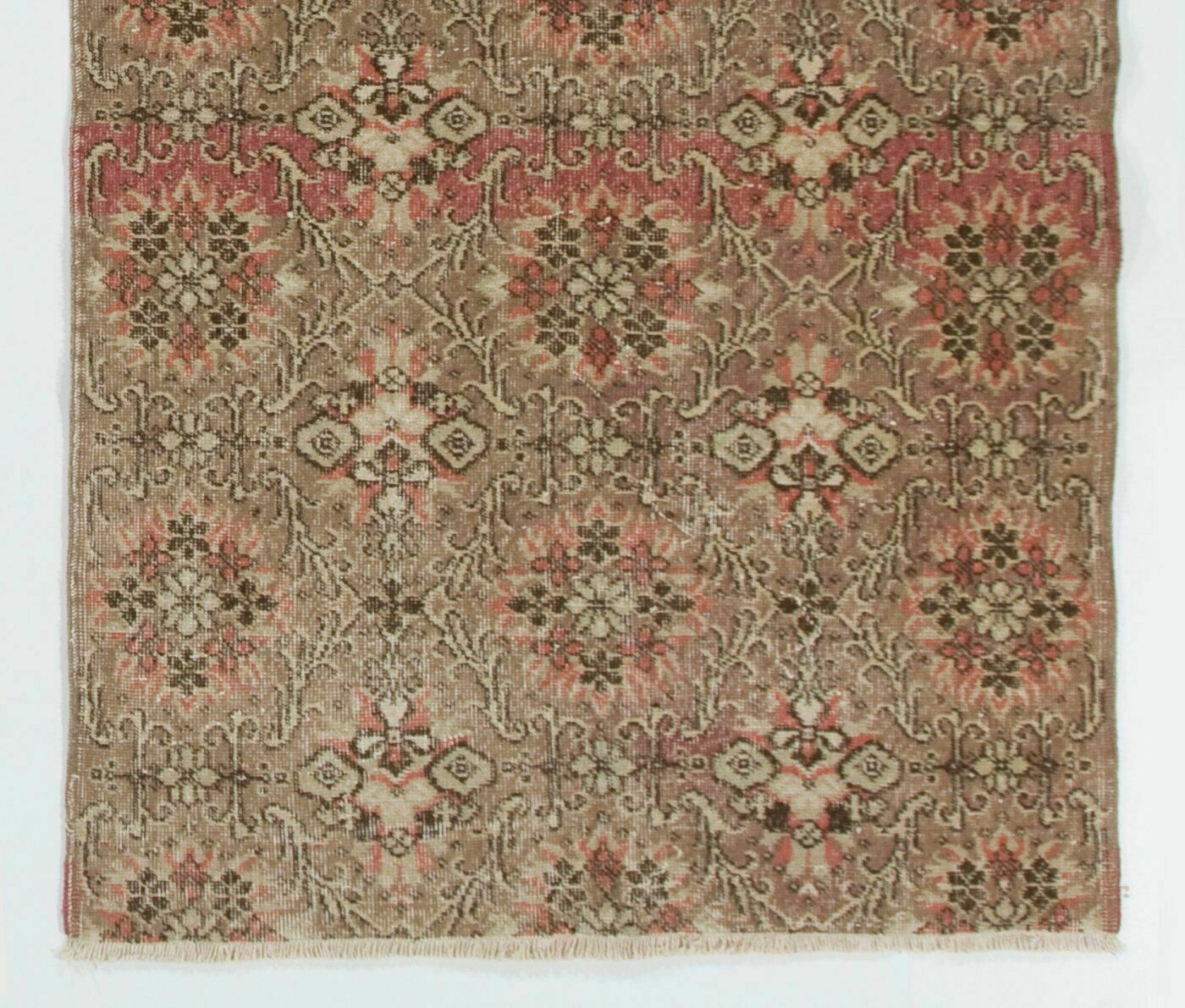 3.8x6.8 Ft Handmade Vintage Turkish Rug With Floral Design photo for sale