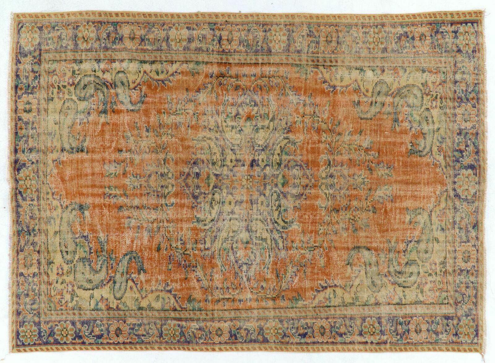 Hand Knotted Vintage Turkish Oushak Wool Rug For Home And Office Decor photo 794.0