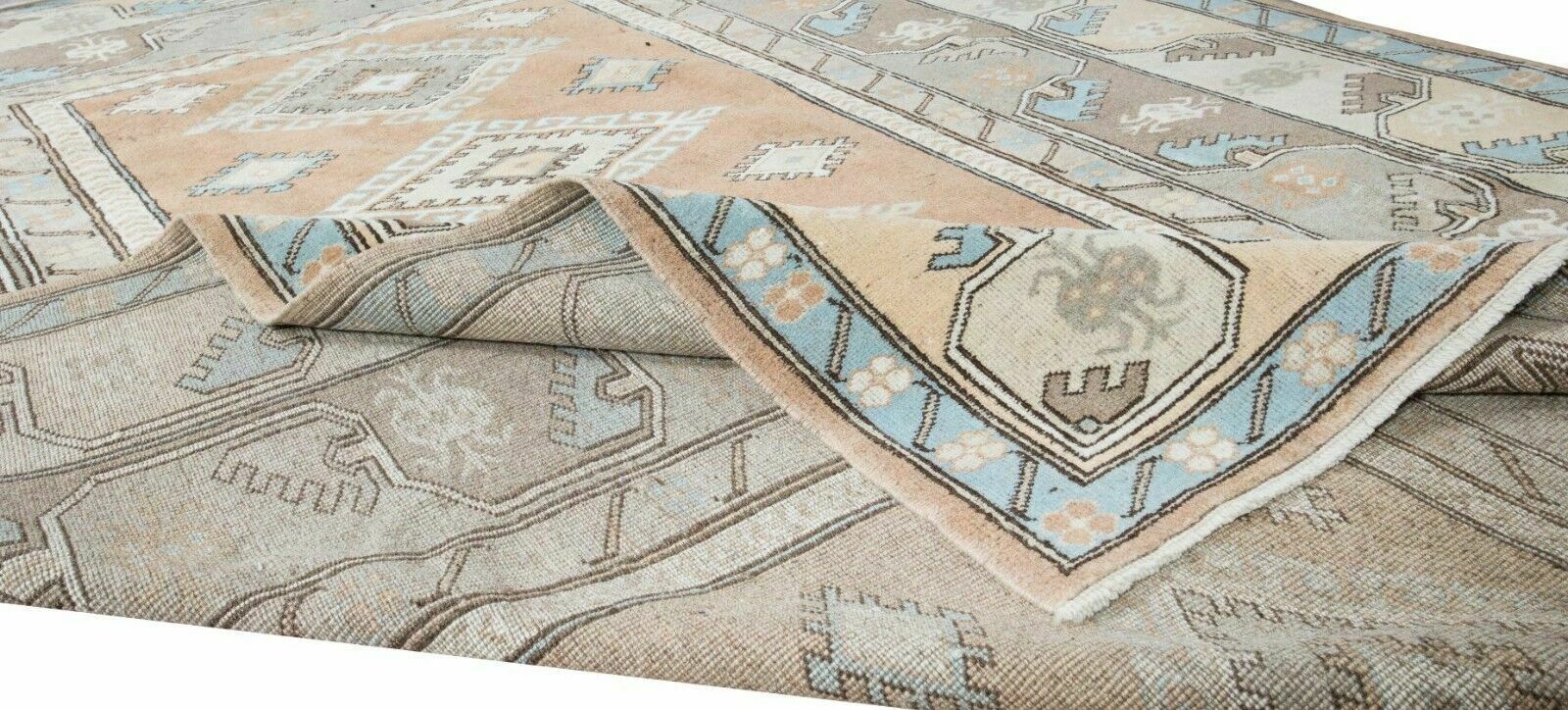 6.7x9.4 Ft Vintage Handmade Turkish Milas Rug, 100% Wool photo for sale