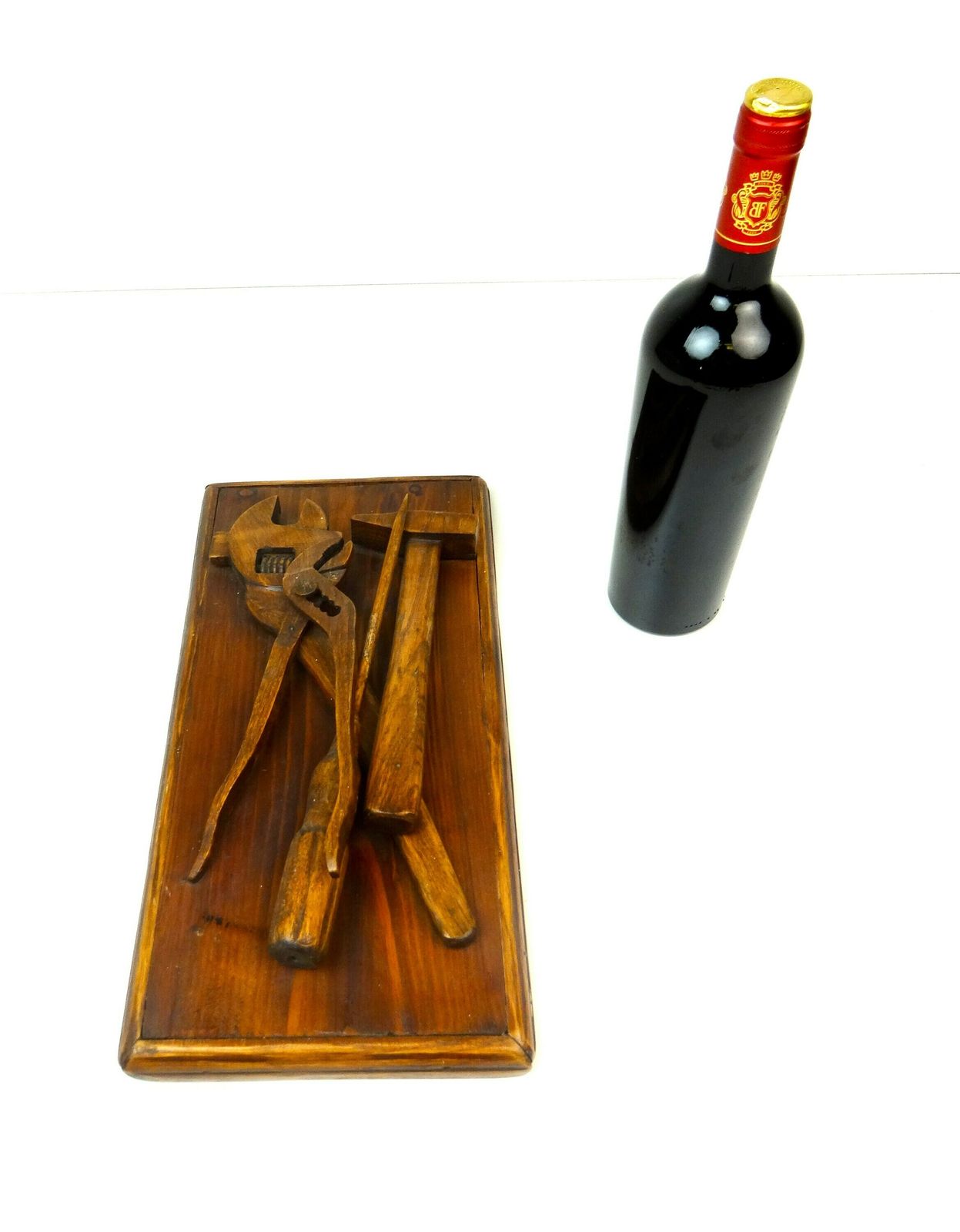 Antiek Houten Handgesneden Art Deco Wandsculptuur Met Gereedschapsmotieven, Frankrijk, 1920 photo Kunst