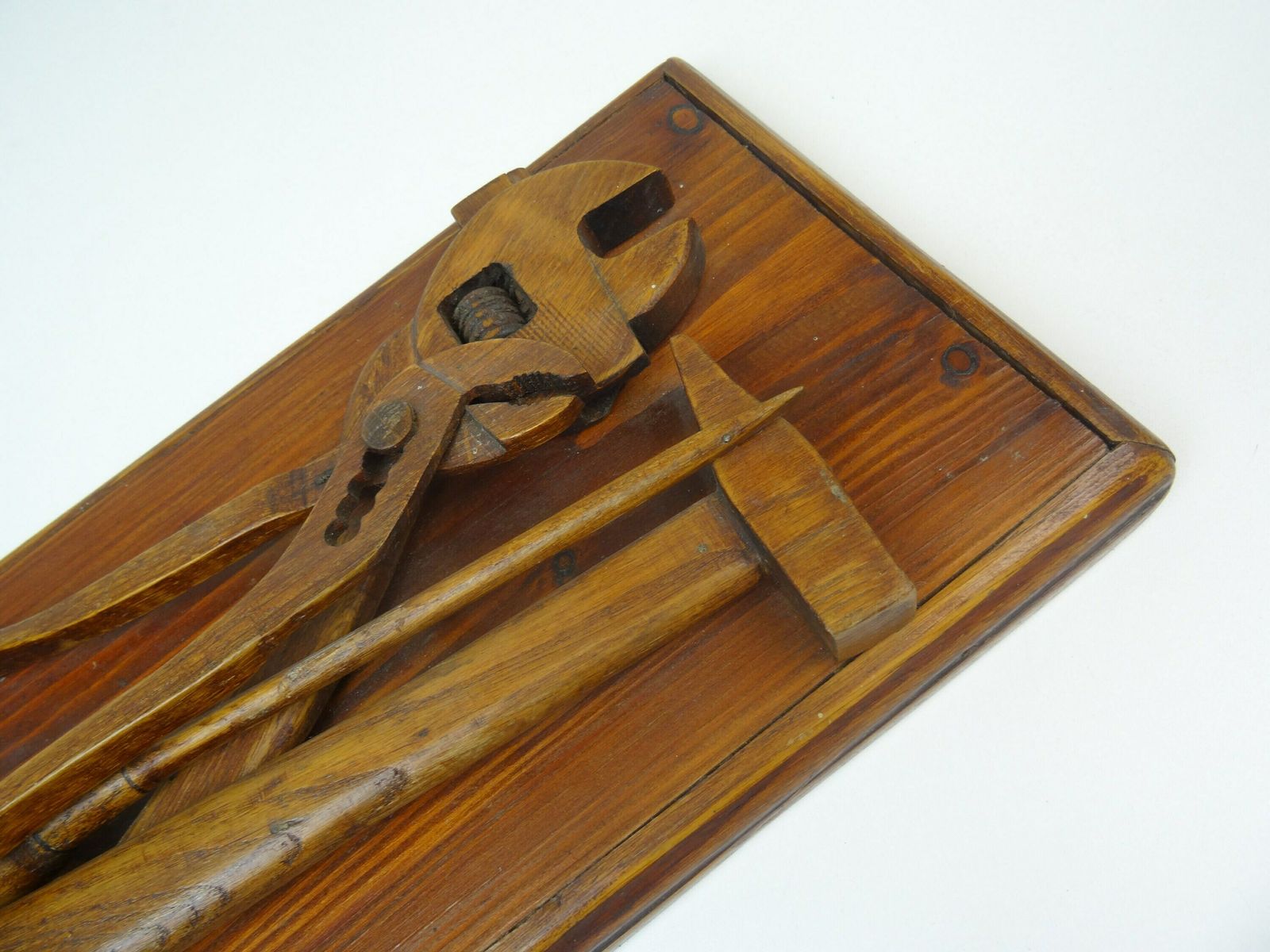 Breathtaking Antique Wooden Hand Carved Art Deco Tools Wall Art Sculpture France 1920 photo vinterior