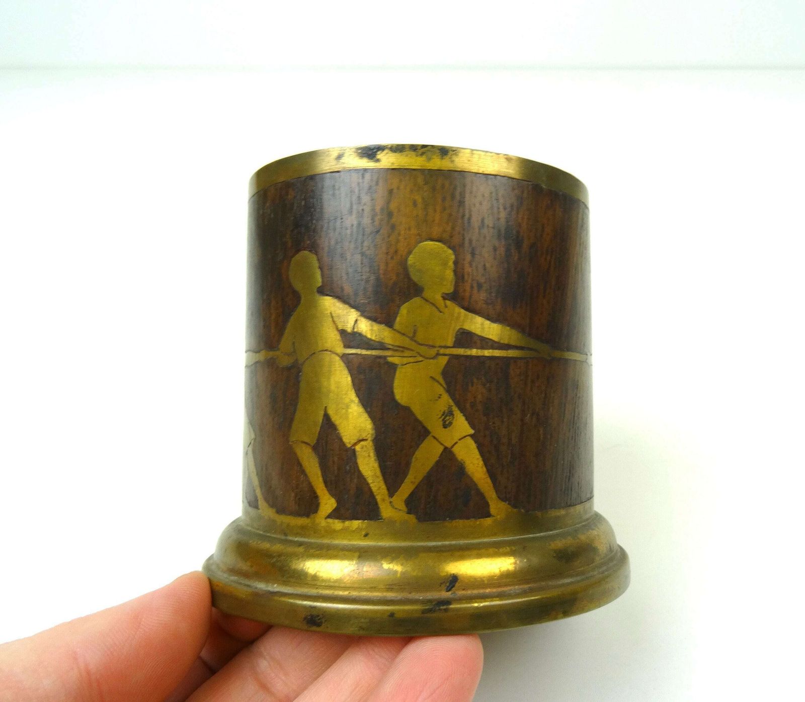 Rare Antique Art Nouveau Wine Bottle Holder By Erhard & Sons Tug Of War photo Home Decor