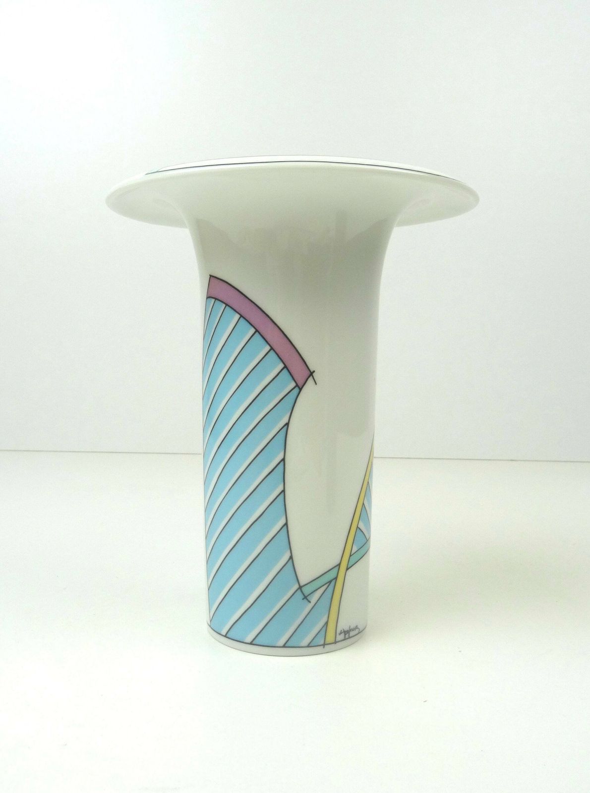 Rare Postmodern 80s Porcelain Vase T. Wirkkala For Rosenthal