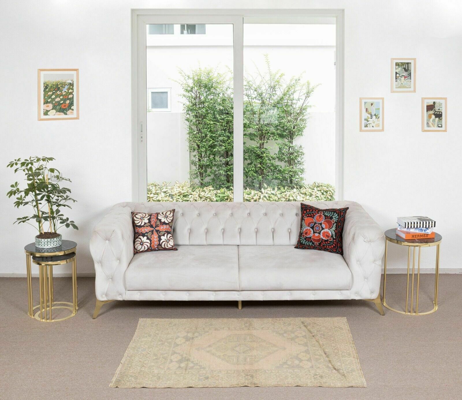 3.9x5.7 Ft Mid Century Geometric Medallion Design Handmade Anatolian Accent Rug photo furniture