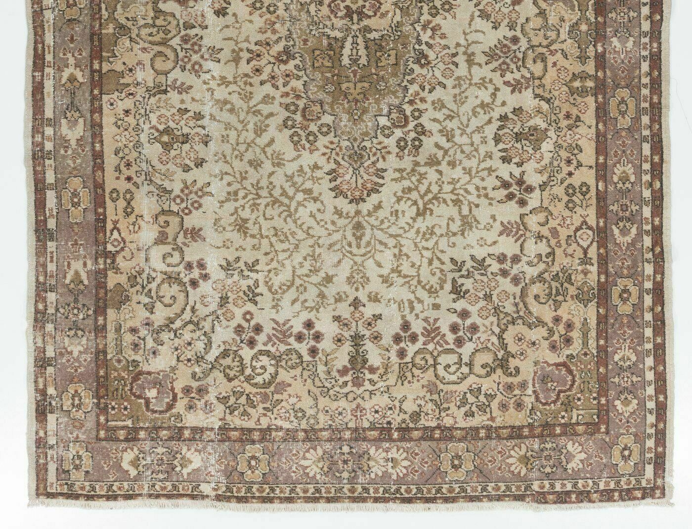 6.7x10.4 Ft Vintage Anatolian Oushak Rug With Medallion Design photo for sale