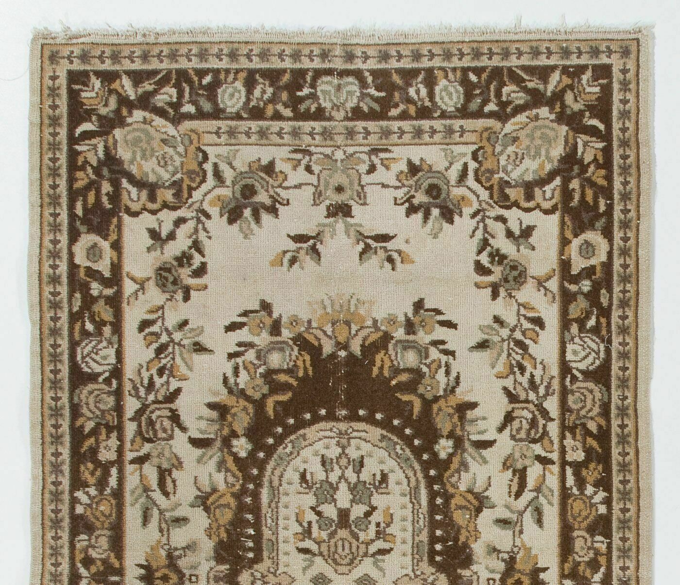 4x7 Ft Handmade Floral Design Anatolian Rug In Beige, Brown And Rust Colors photo furniture