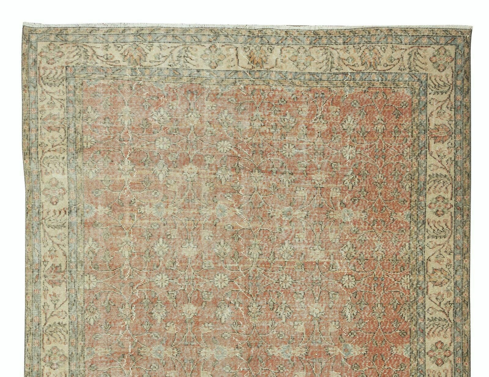 6.6x10.5 Ft Hand Knotted Floral Vintage Turkish Rug, Wool And Cotton Carpet photo Textiles