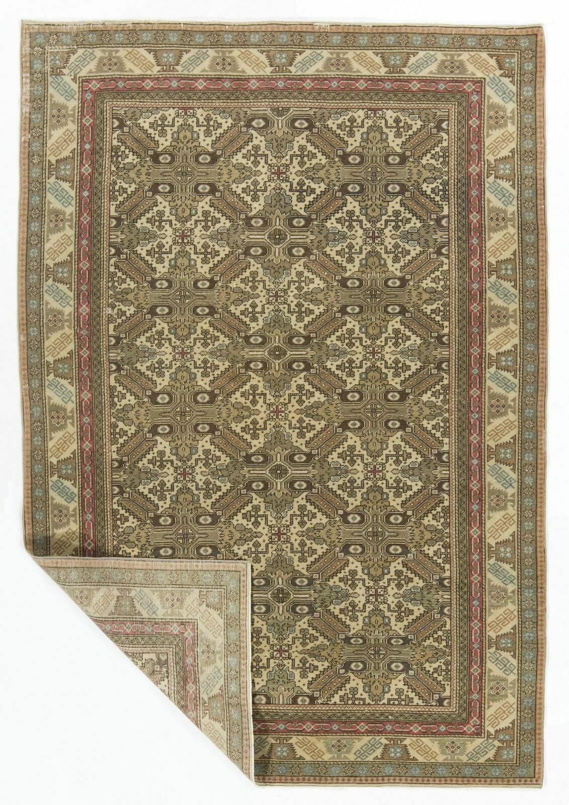 5x7.2 Ft Mid 20th Century Handmade Turkish Oushak Area Rug photo furniture