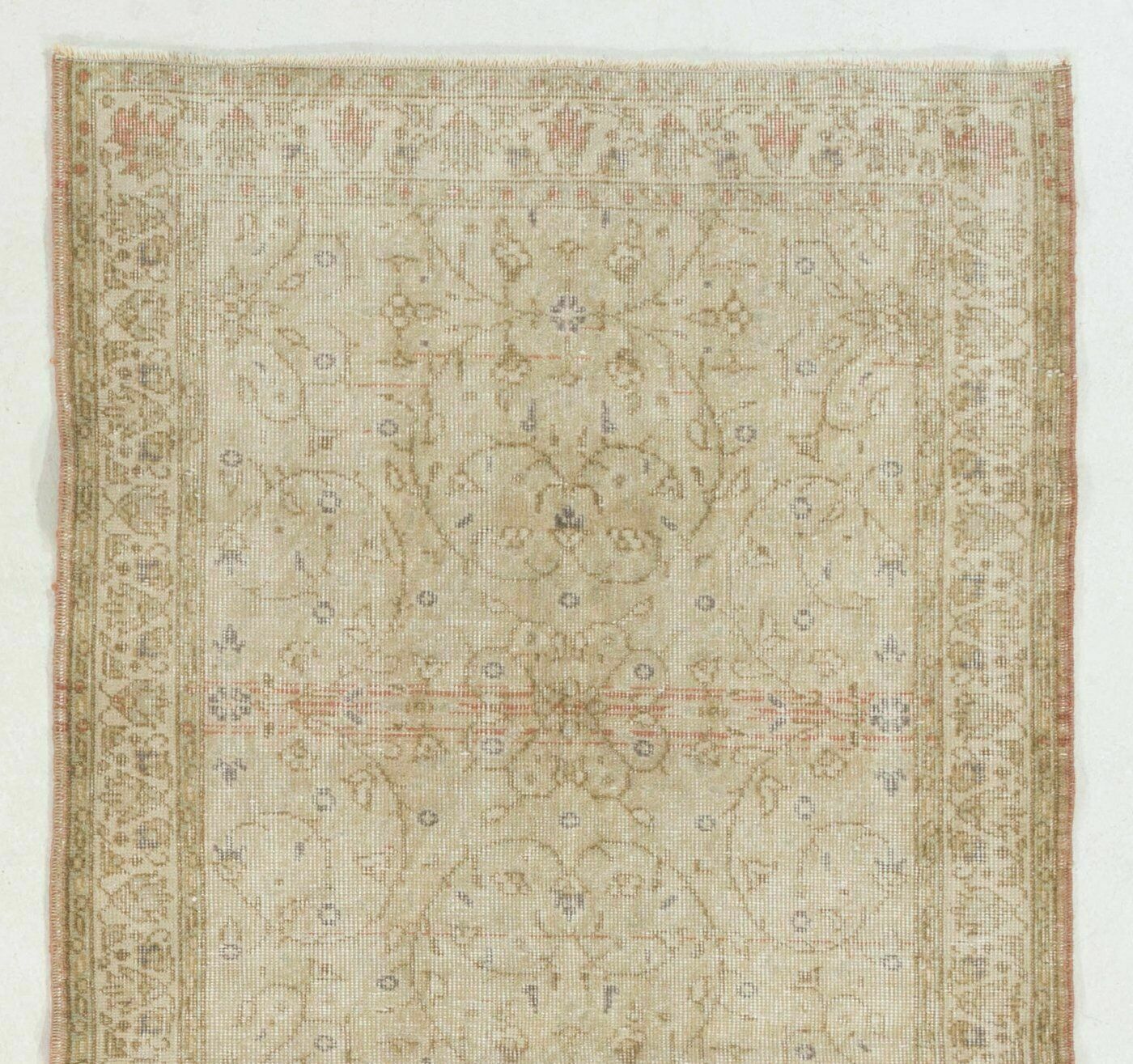 3.5x6.8 Ft Floral Patterned Hand Knotted Vintage Oushak Rug, Floor Covering photo furniture