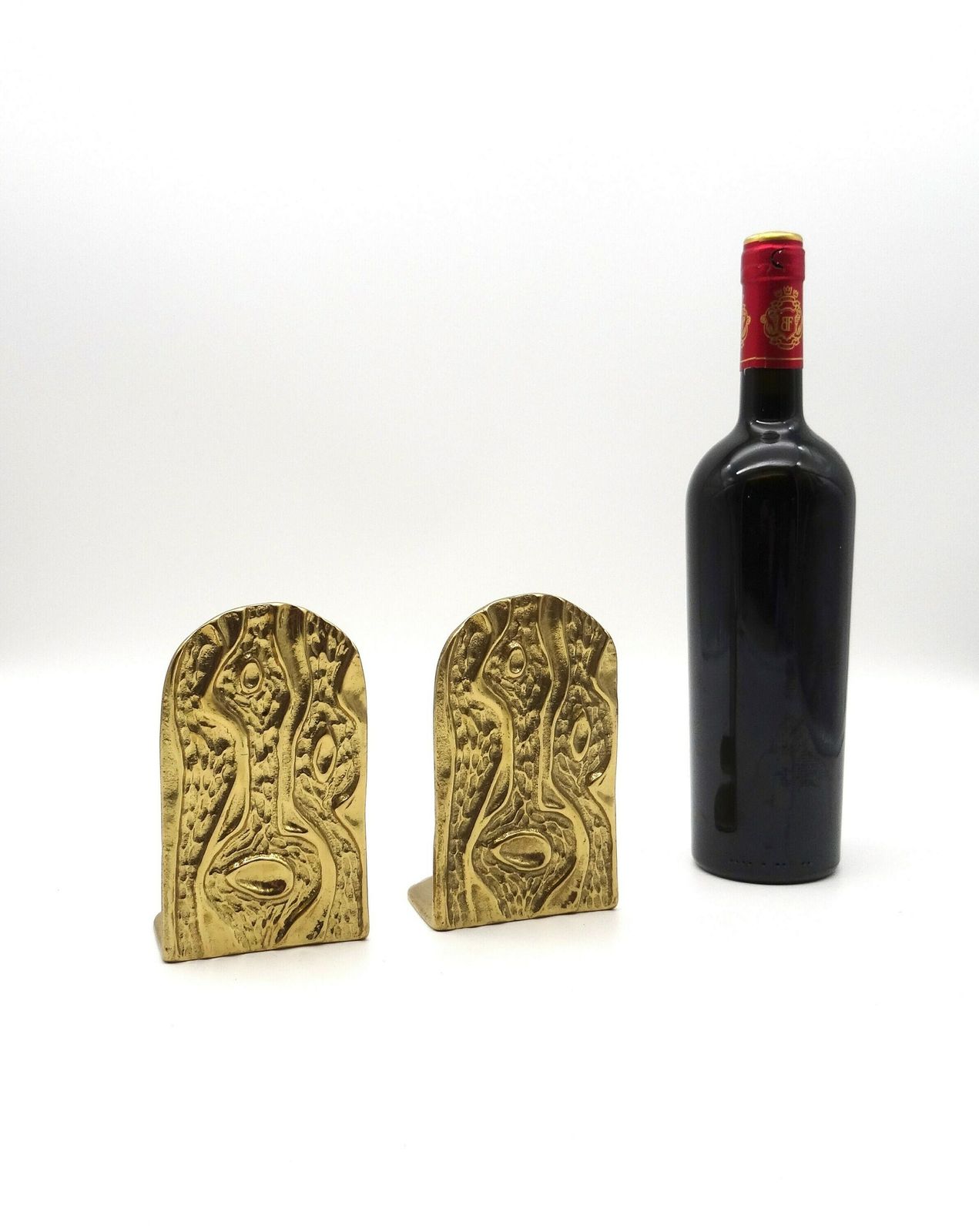 Austrian Brass Pair Bookends Artist Stamped Mid Century Brutalist Sculptures 1950 photo buy