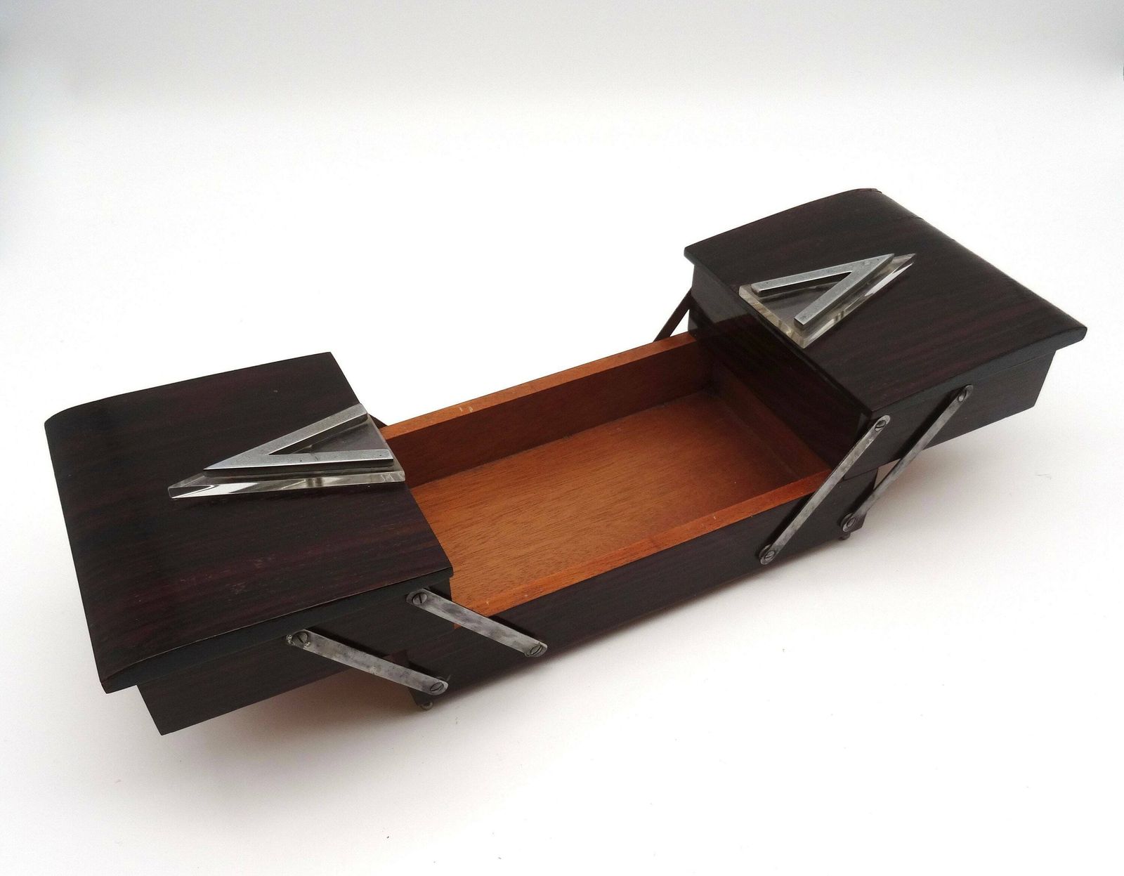 Rare Art Deco Modernist Avant Garde Bauhaus Rosewood Foldable Jewelry Box photo Home Decor