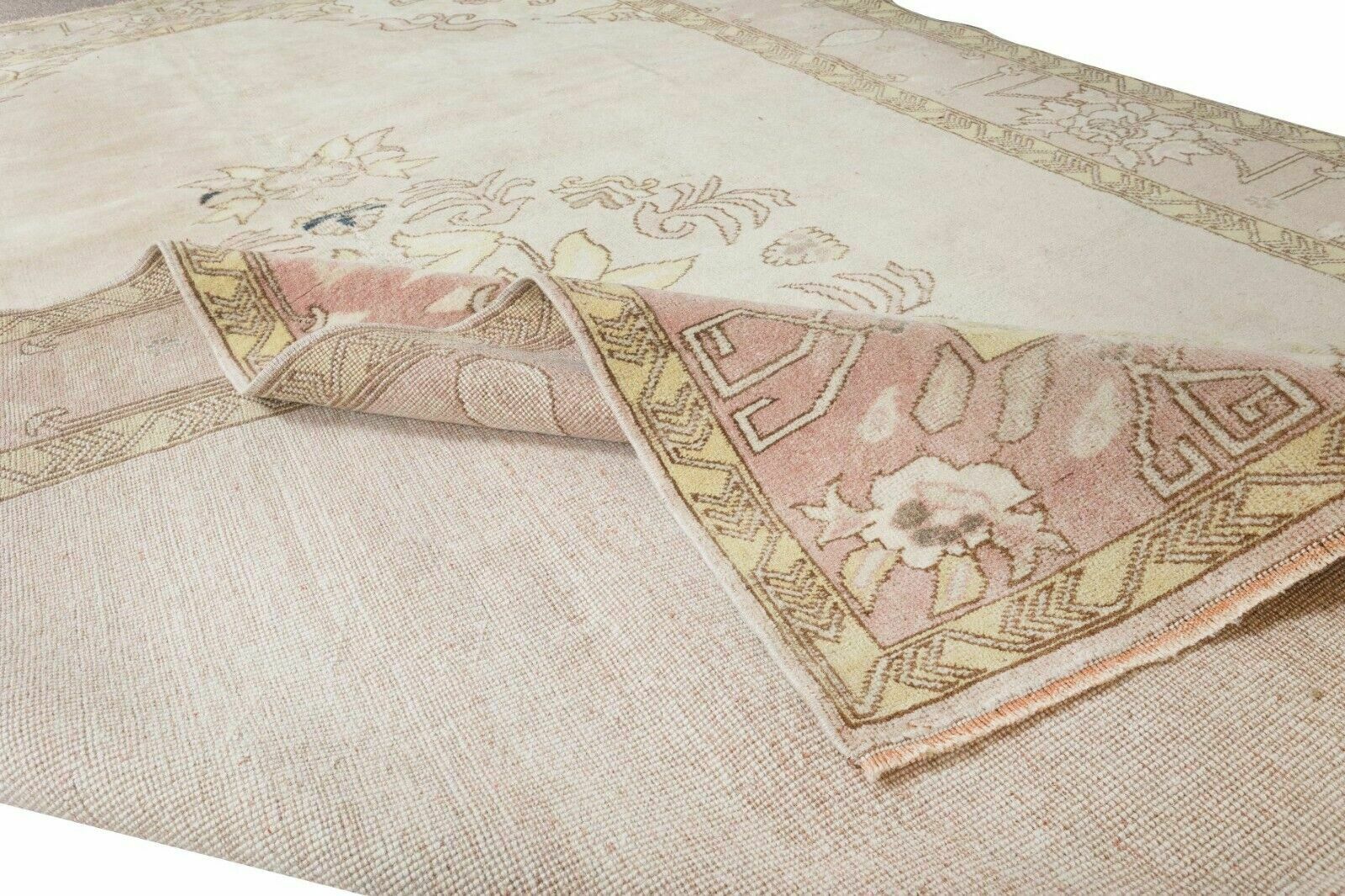 6.5x10 Ft Antique Washed Handmade Oushak Rug, Authentic 1960s Floor Covering photo for sale