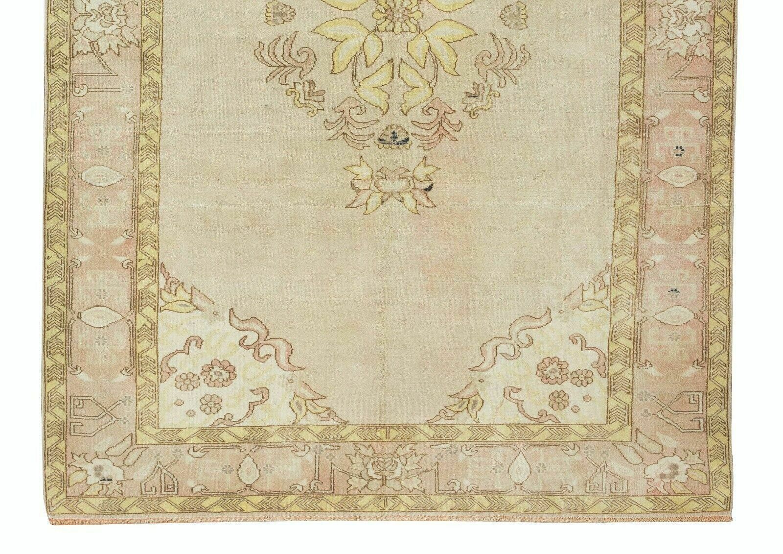 6.5x10 Ft Antique Washed Handmade Oushak Rug, Authentic 1960s Floor Covering photo 601.0