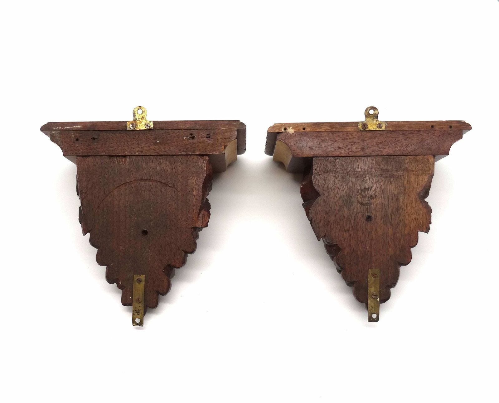 Beautiful Antique Wooden Grapes Pair Wall Racks Consoles France 1890 photo vinterior